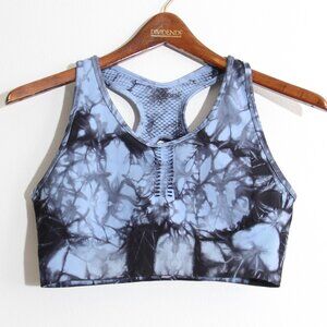 Soulcycle Tie Dye Lasercut Seamless Sports Bra Blue Ribbed Size Large